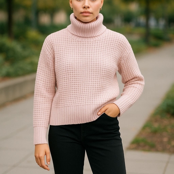 Fashion Nova Soft Pink Turtleneck Sweater - Picture 1 of 10